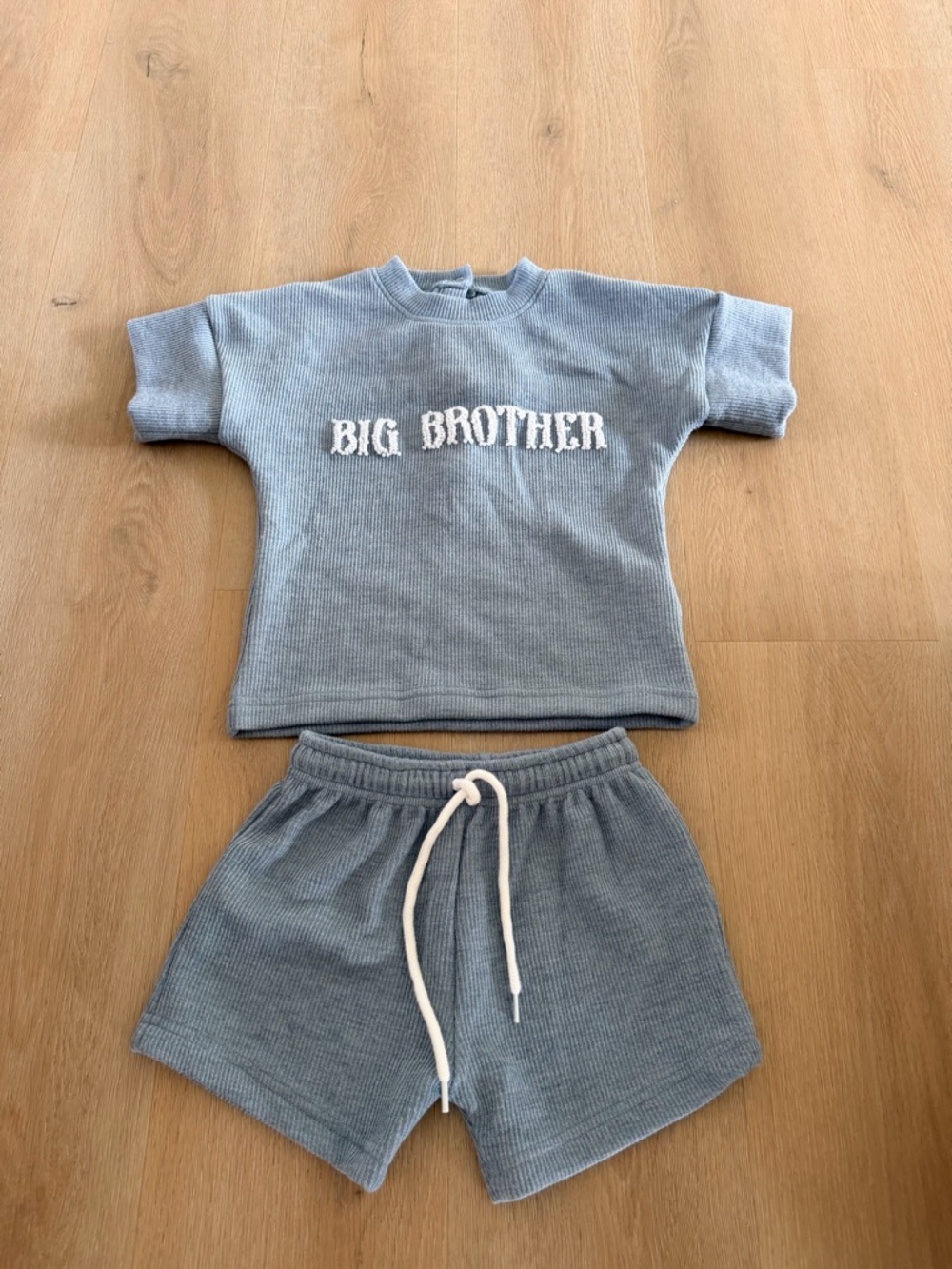 Big Brother Blue Knit Kids Shorts Set - Casual Matching Outfit